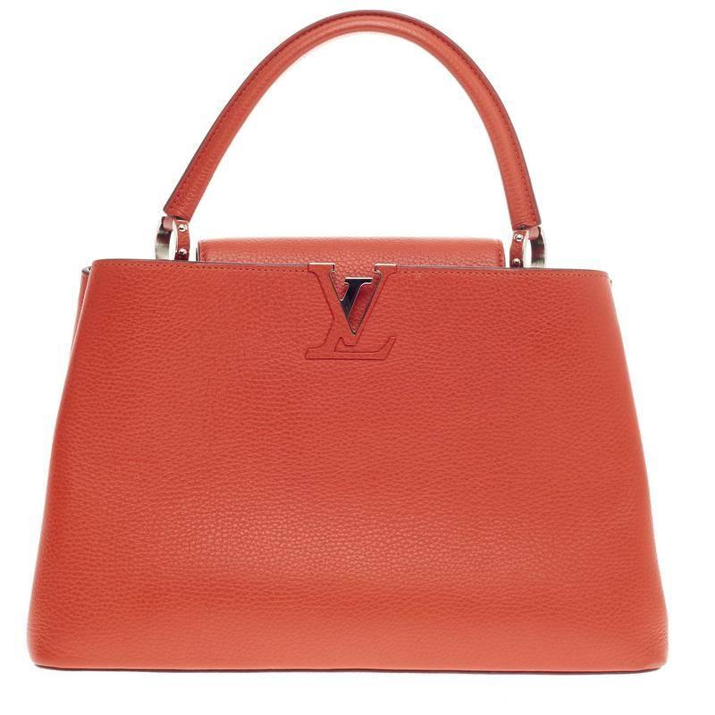 Orange Louis Vuitton Capucines Leather MM