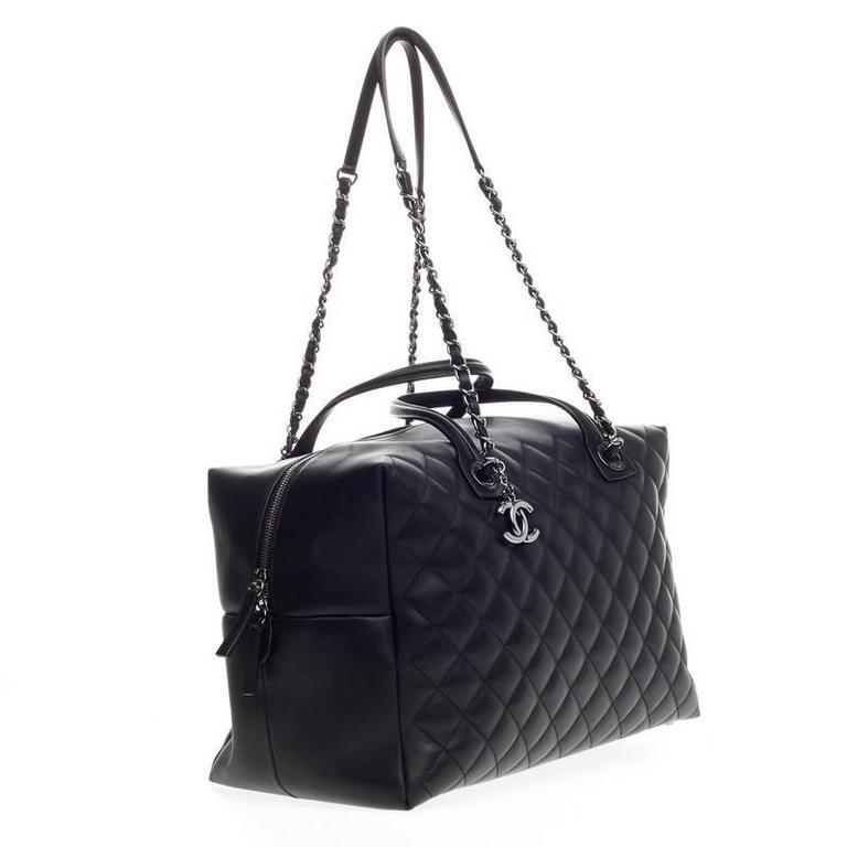 Chanel Feather Weight Bowling Bag Quilted Calfskin Large At 1stdibs Black Chanel Feather Weight Bowling Bag Quilted Calfskin Large For