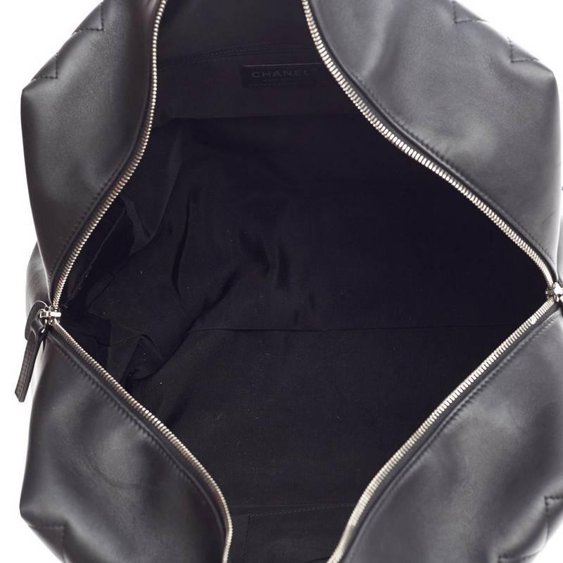 Black Chanel Feather Weight Bowling Bag Quilted Calfskin Large