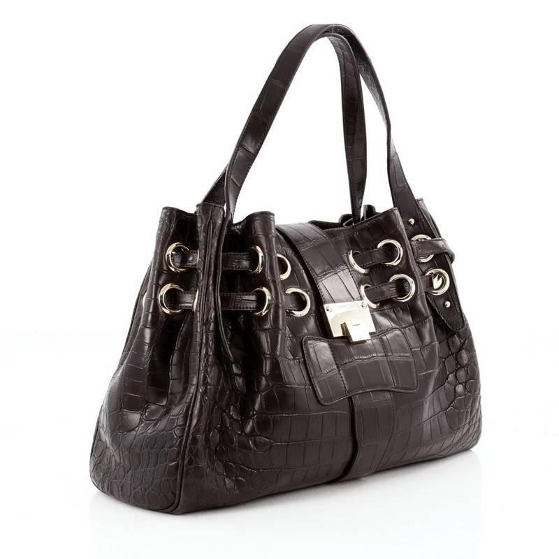 Black Jimmy Choo Ramona Hobo Crocodile