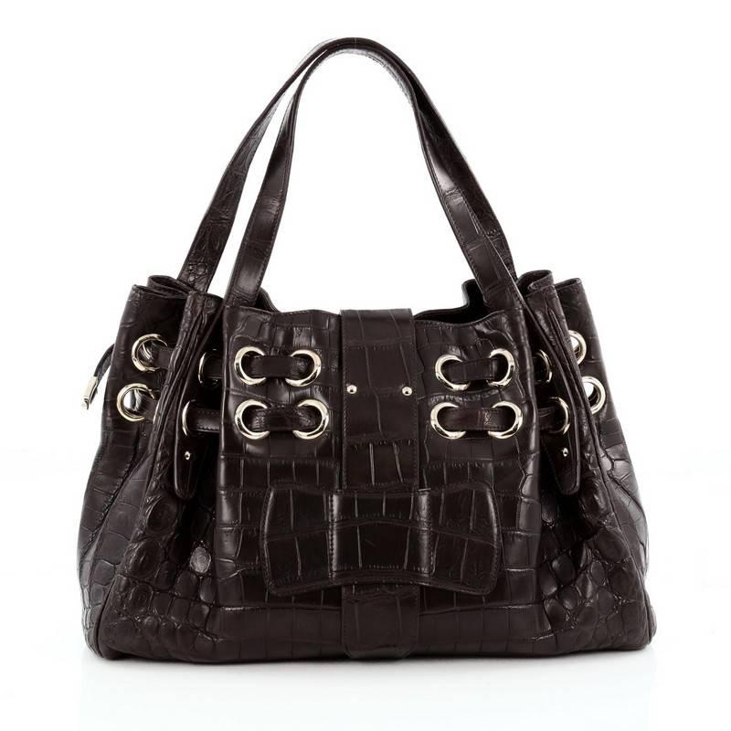 Jimmy Choo Ramona Hobo Crocodile In Good Condition In NY, NY