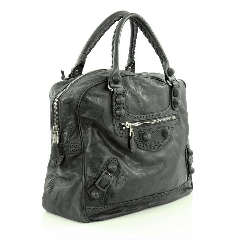 Black Balenciaga Office Covered Giant Brogues Handbag Leather