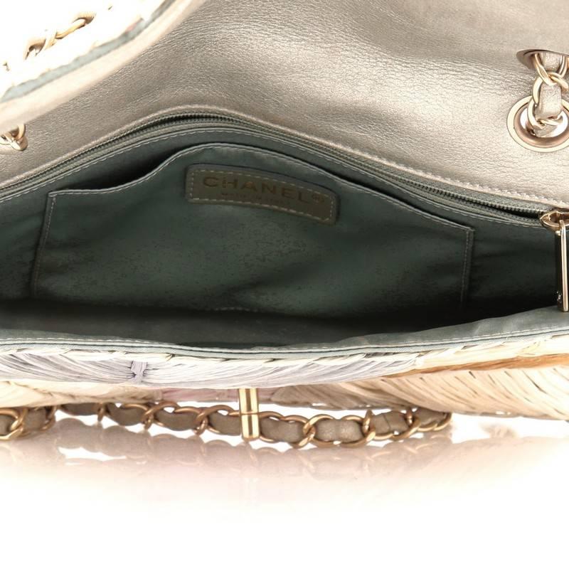Chanel Classic Flap Bag Raffia Patchwork Medium 2