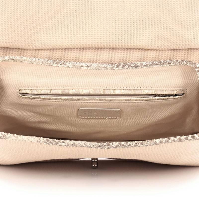 Women's or Men's Chanel Flap Shoulder Bag Canvas and Python Medium