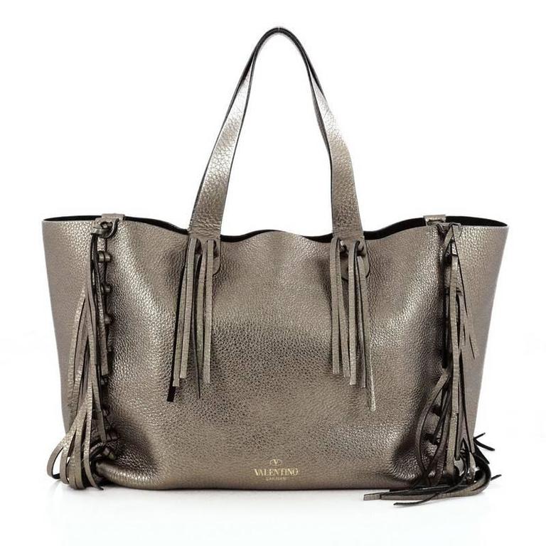 Valentino C-Rockee Fringe Tote Leather Medium at 1stDibs | valentino fringe  tote