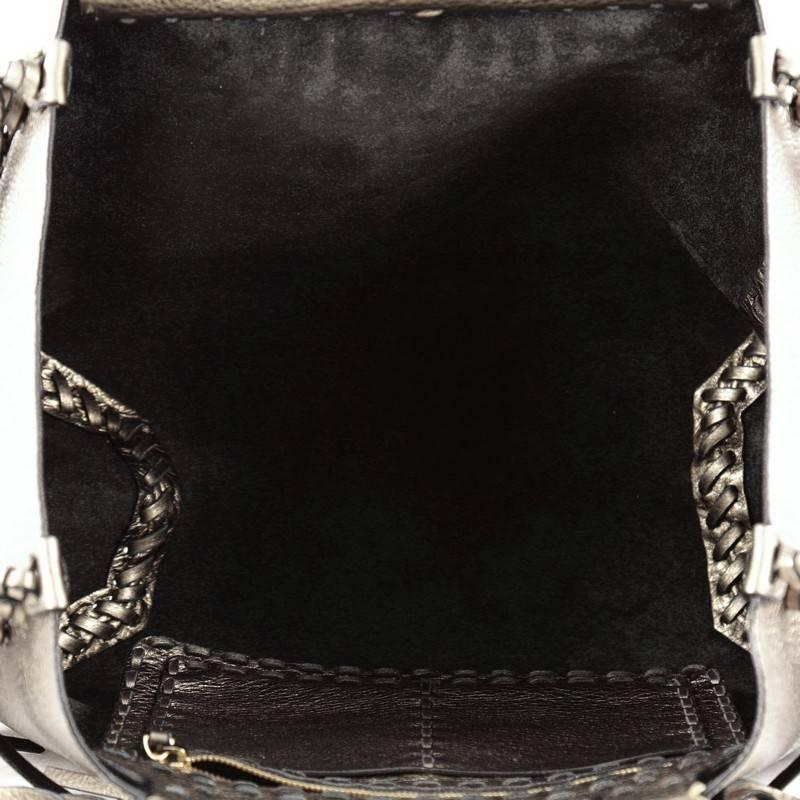 Gray Valentino C-Rockee Fringe Tote Leather Medium