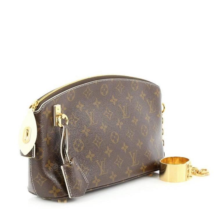 Louis Vuitton Monogram Canvas Gold Chain Clutch Cuff Bag with All