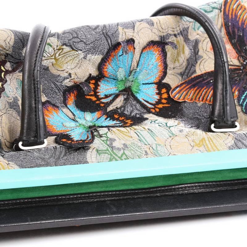 Bottega Veneta Frame Shoulder Bag Jacquard with Butterfly Applique Large In Good Condition In NY, NY