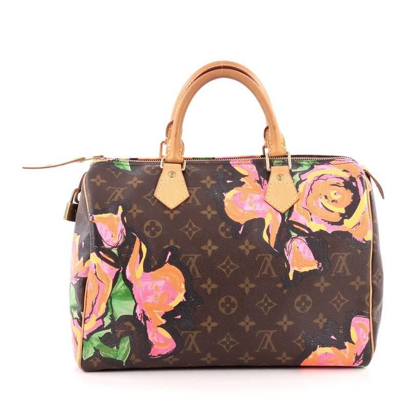 Women's or Men's Louis Vuitton Speedy Handbag Limited Edition Monogram Canvas Roses 30