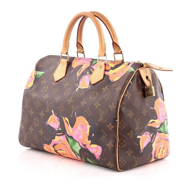 Louis Vuitton Speedy Handbag Limited Edition Monogram Canvas Roses 30 In Good Condition In NY, NY