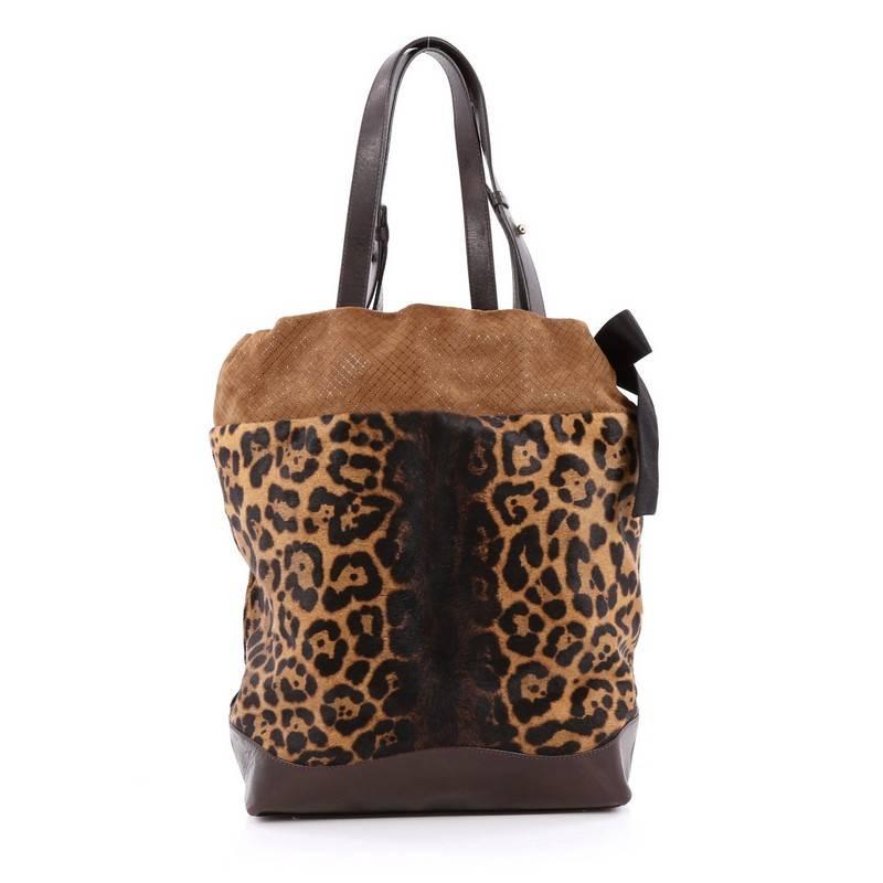 Christian Louboutin Pola Tote Printed Pony Hair with Leather and Suede In Good Condition In NY, NY