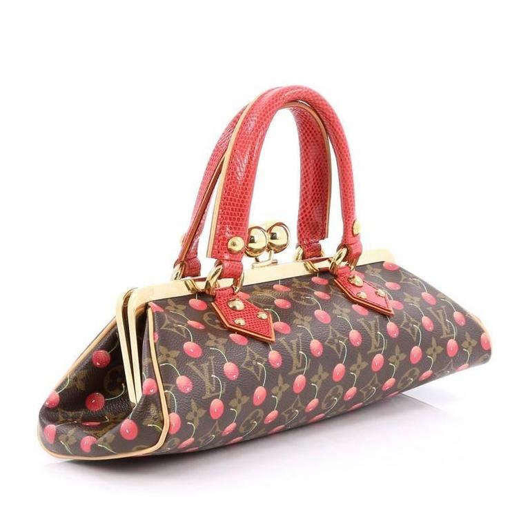 Louis Vuitton Sac Fermoir Handbag Limited Edition Cerises with Lizard GM at  1stDibs