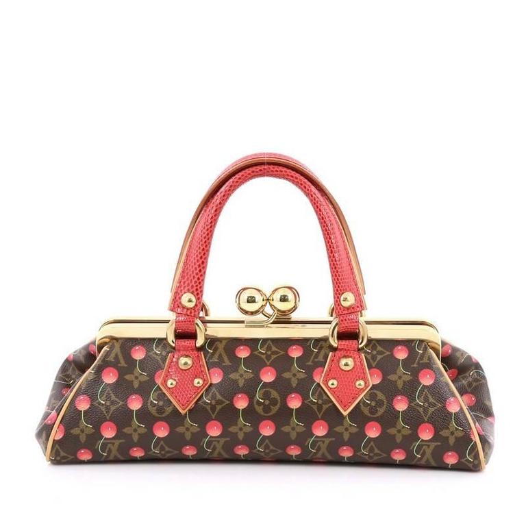 A SET OF TWO: A SPRING/SUMMER 2005 MONOGRAM CERISES CANVAS & SHINY RED  LIZARD BAG WITH GOLD HARDWARE AND A MONOGRAM CERISES MINI SPEEDY WITH GOLD  HARDWARE, LOUIS VUITTON, 2005