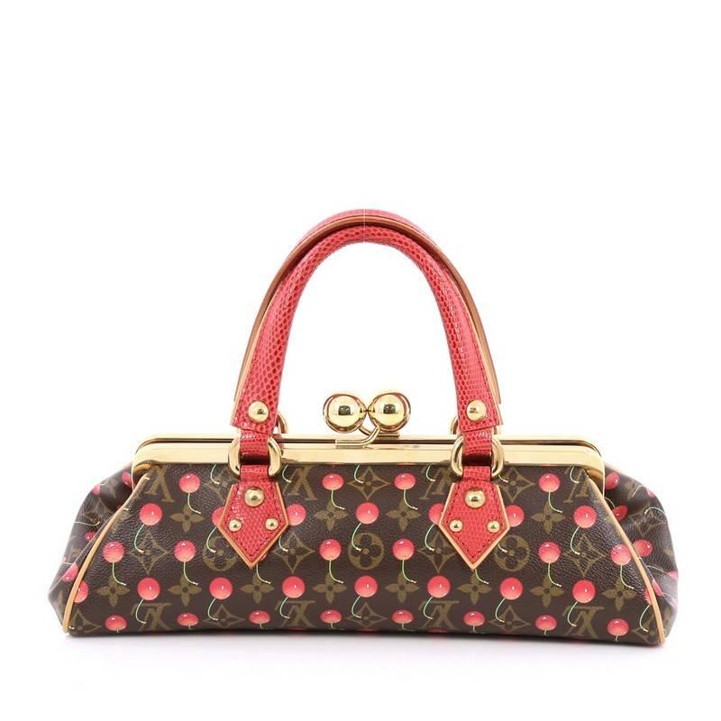 Louis Vuitton Sac Fermoir Handtasche Limited Edition Cerises mit Eidechse GM im Zustand „Gut“ in NY, NY