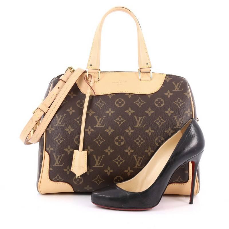 This authentic Louis Vuitton Retiro NM Handbag Monogram Canvas released in the brand's Spring/Summer 2015 Collection, this updated accessory exudes timeless style with modern edge. Crafted from brown monogram coated canvas with natural cowhide