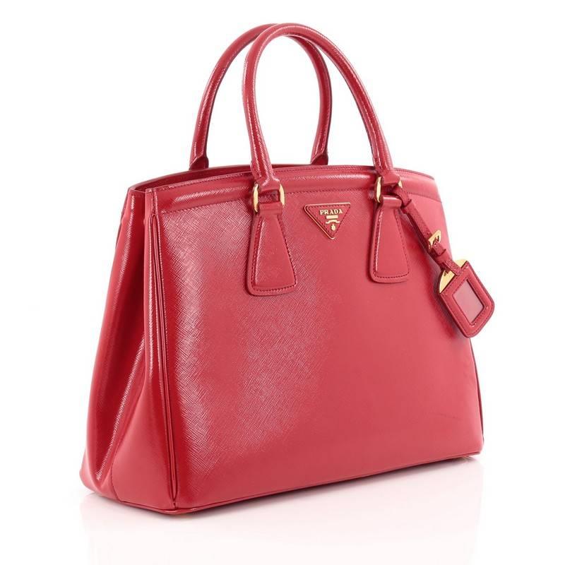 Red Prada Parabole Handbag Vernice Saffiano Leather