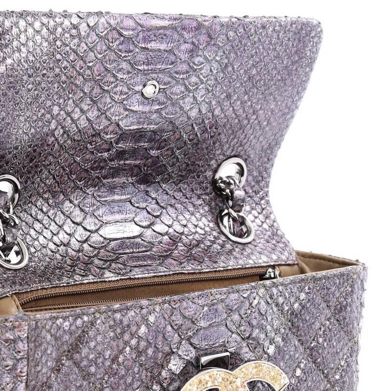 Chanel Crystal CC Chain Flap Bag Quilted Python Small In Good Condition In NY, NY