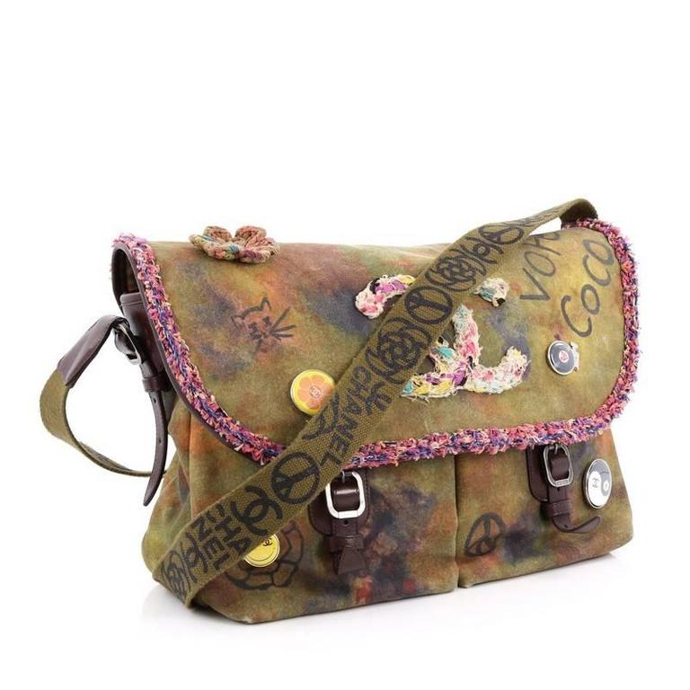 Chanel On The Pavement Graffiti Messenger Bag Canvas Large at 1stDibs chanel on the pavements