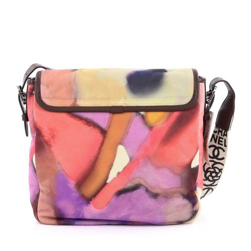 Chanel Limited Edition Flower Power Messenger Multicolor Printed Nubuck In Good Condition In NY, NY