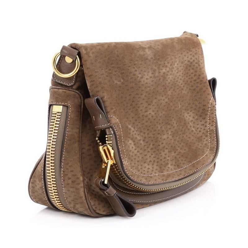 Brown Tom Ford Jennifer Shoulder Bag Peccary Embossed Leather Medium