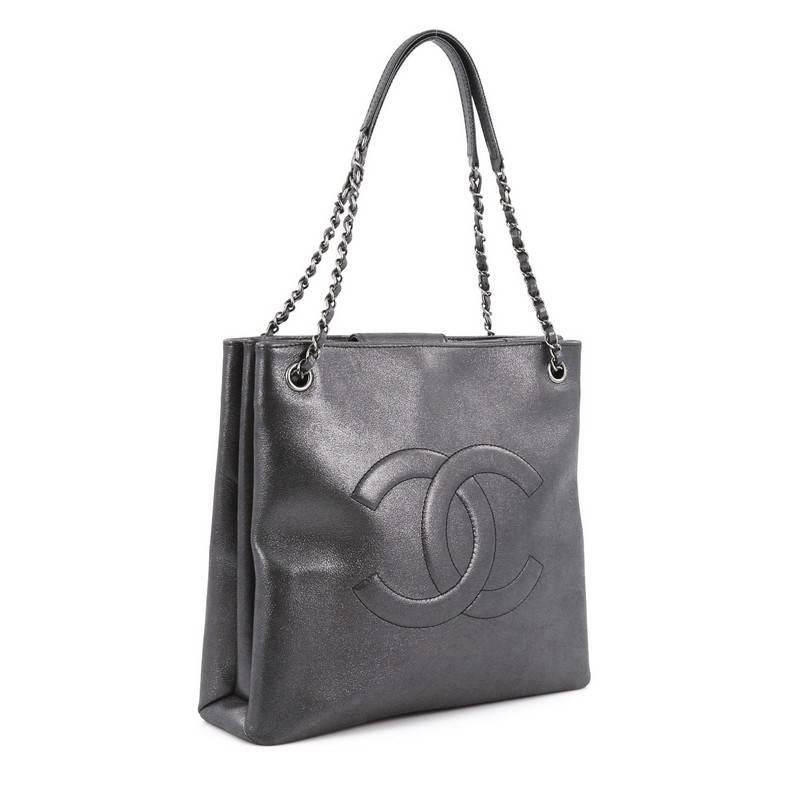 Gray Chanel New Timeless Shopping Tote Iridescent Calfskin Small