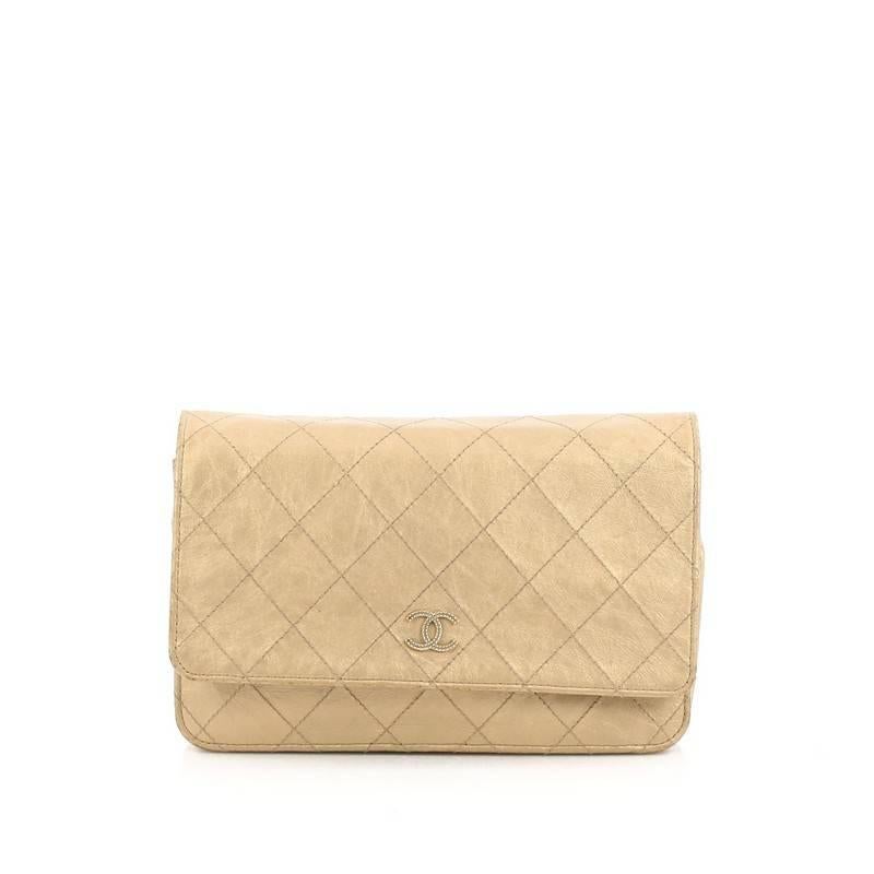 Beige Chanel Palette Wallet On Chain Quilted Aged Calfskin