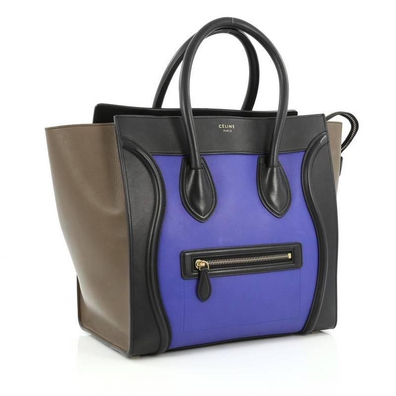 Purple Celine Tricolor Luggage Handbag Leather Mini