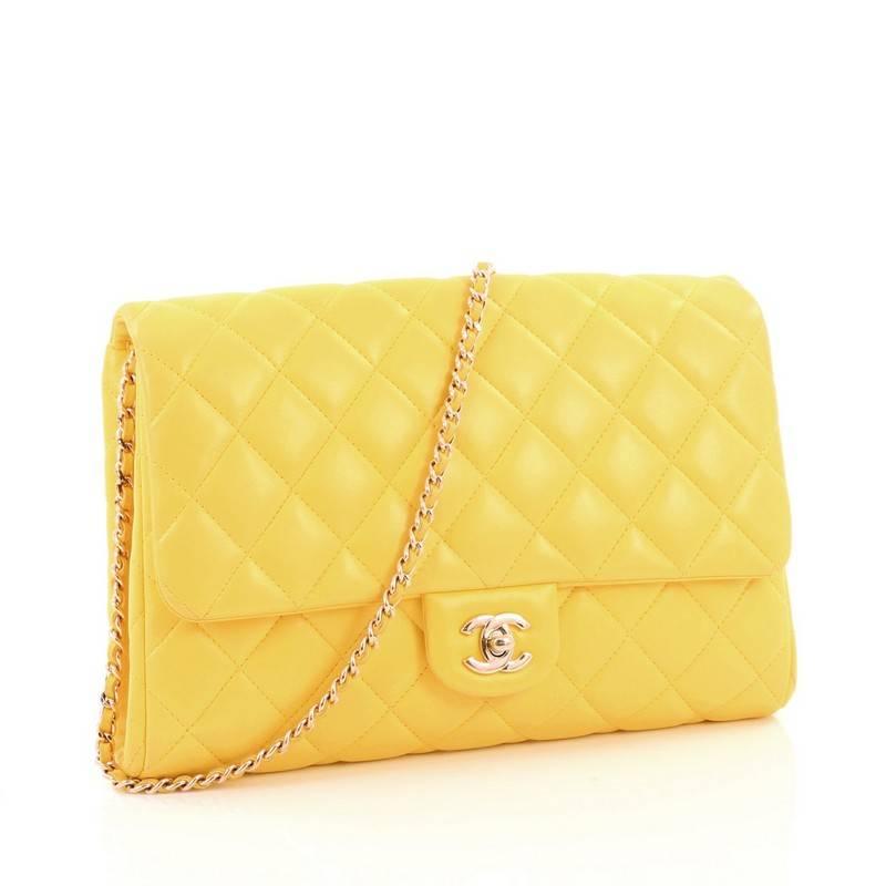 Orange Chanel Clutch with Chain Quilted Lambskin