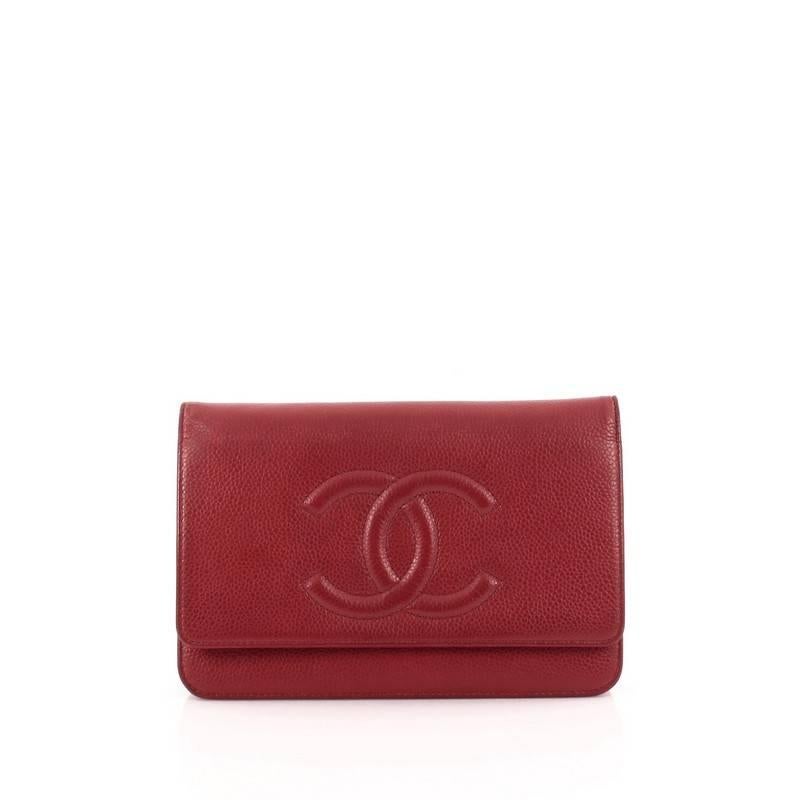 Brown Chanel Timeless Wallet on Chain Caviar