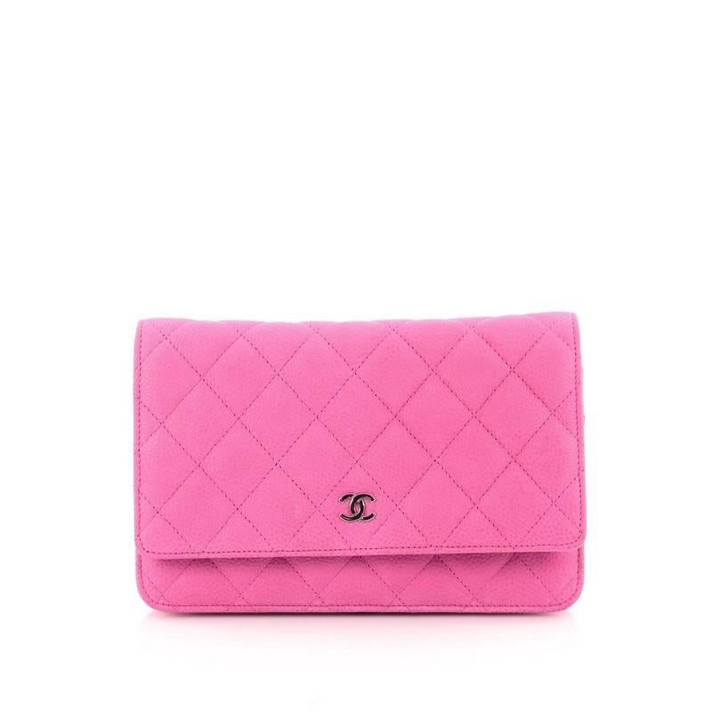 Pink Chanel Wallet on Chain Quilted Matte Caviar