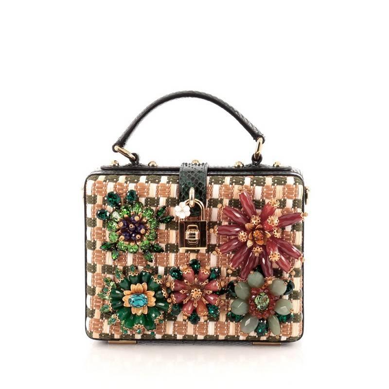 Black Dolce & Gabbana Treasure Box Bag Embellished Raffia and Python Small