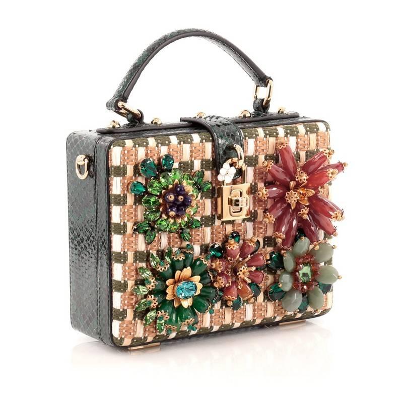 Dolce & Gabbana Treasure Box Bag Embellished Raffia and Python Small In Good Condition In NY, NY