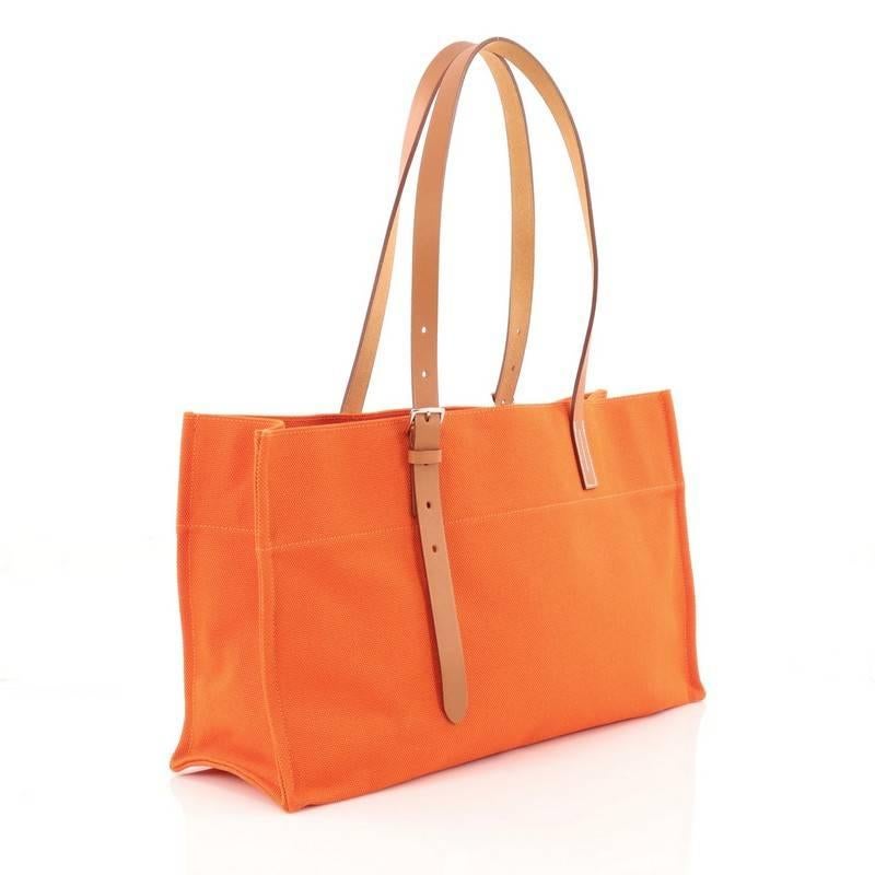 Orange Hermes Etriviere Elan Shopping Tote Toile and Leather