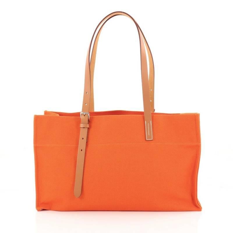 Hermes Etriviere Elan Shopping Tote Toile and Leather In Good Condition In NY, NY