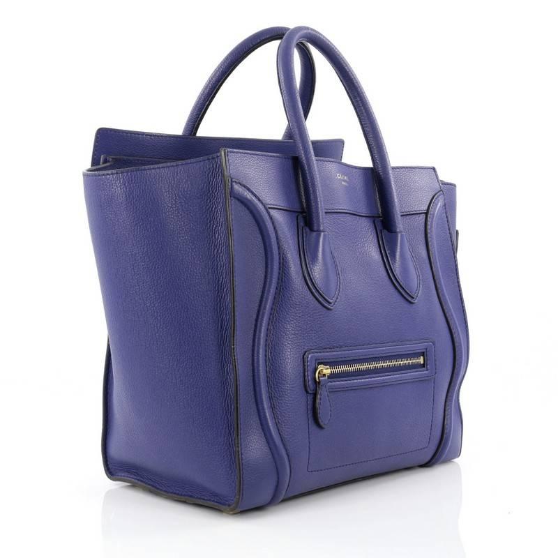 Purple Celine Luggage Handbag Grainy Leather Mini