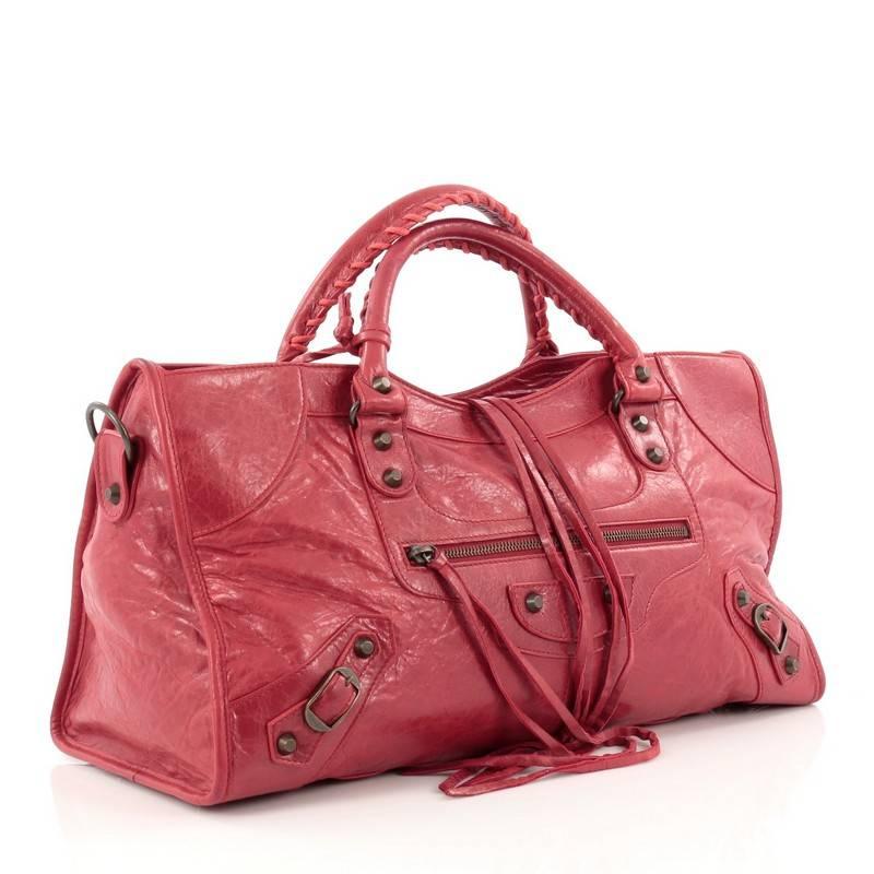 Pink Balenciaga Part Time Classic Studs Handbag Leather