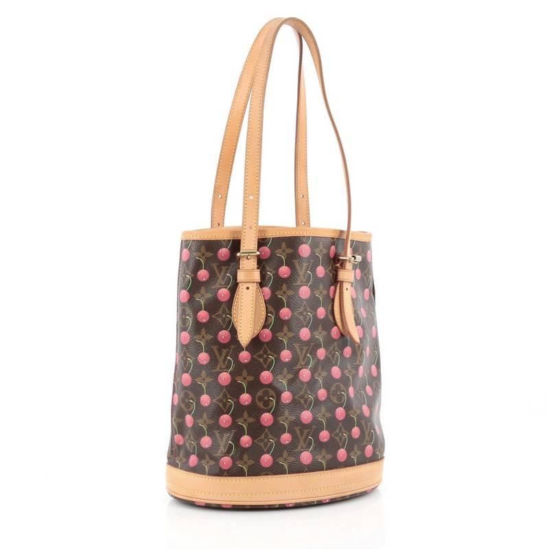 Brown Louis Vuitton Bucket Bag Limited Edition Cerises