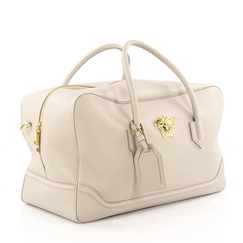 Beige Versace Palazzo Briefcase Saffiano Leather Large