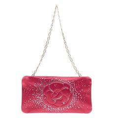 Chanel Camellia Diamante Convertible Clutch Satin Small