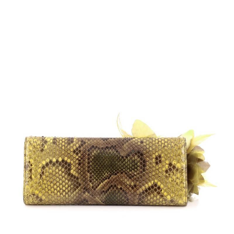 Gucci Angelica Clutch Python with Feathers Long In Good Condition In NY, NY