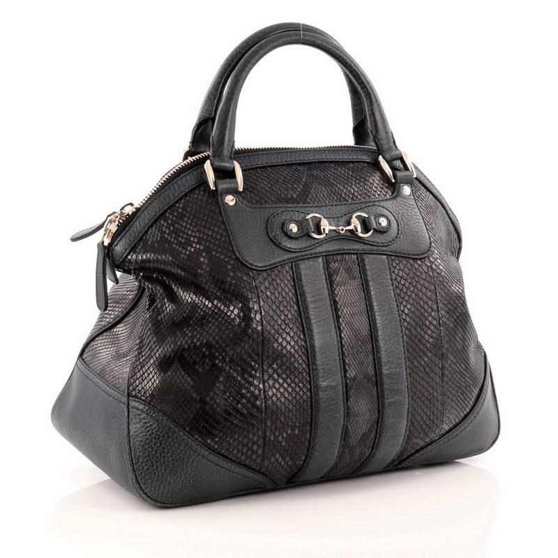 Black Gucci Catherine Top Handle Bag Python Large