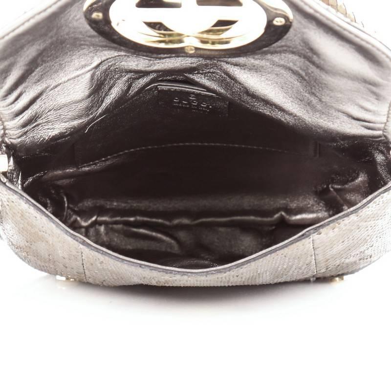 Gray Gucci Britt Tassel Flap Bag Python Small