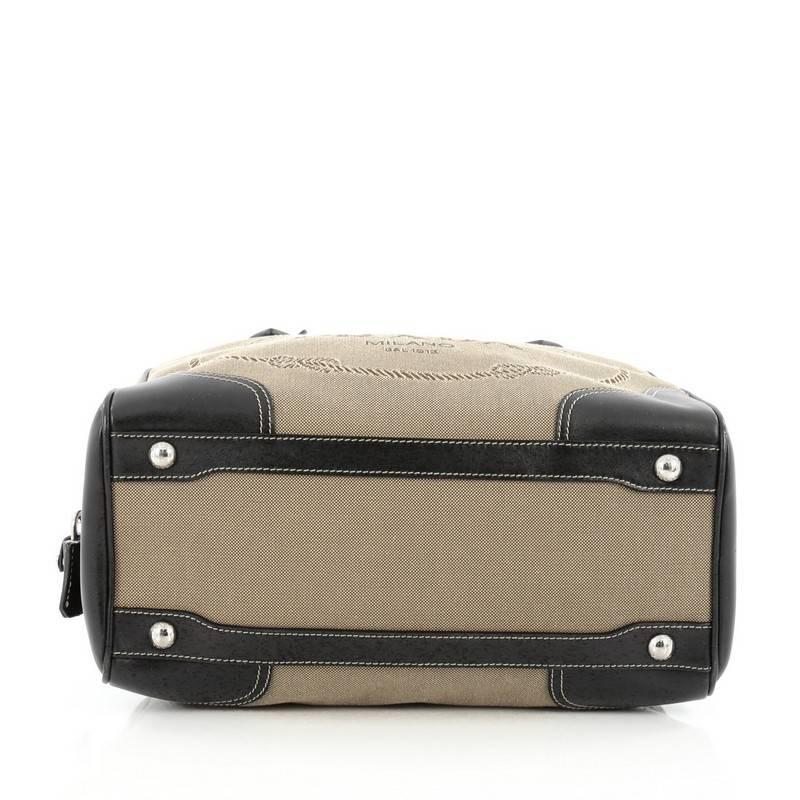 Women's or Men's Prada Logo Bauletto Handbag Canvas with Leather Medium