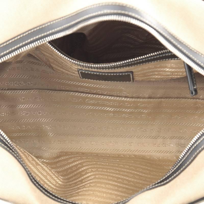 Prada Logo Bauletto Handbag Canvas with Leather Medium 2