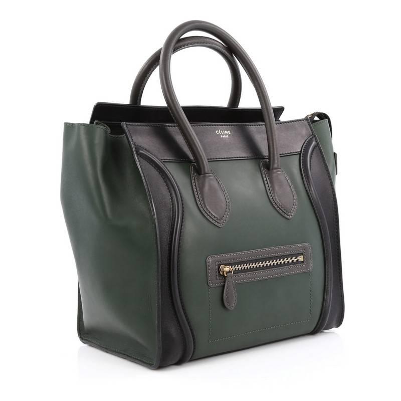 Black Celine Bicolor Luggage Handbag Leather Mini