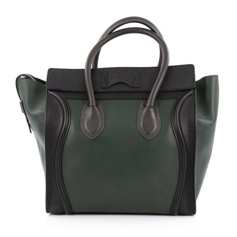 Celine Bicolor Luggage Handbag Leather Mini In Good Condition In NY, NY