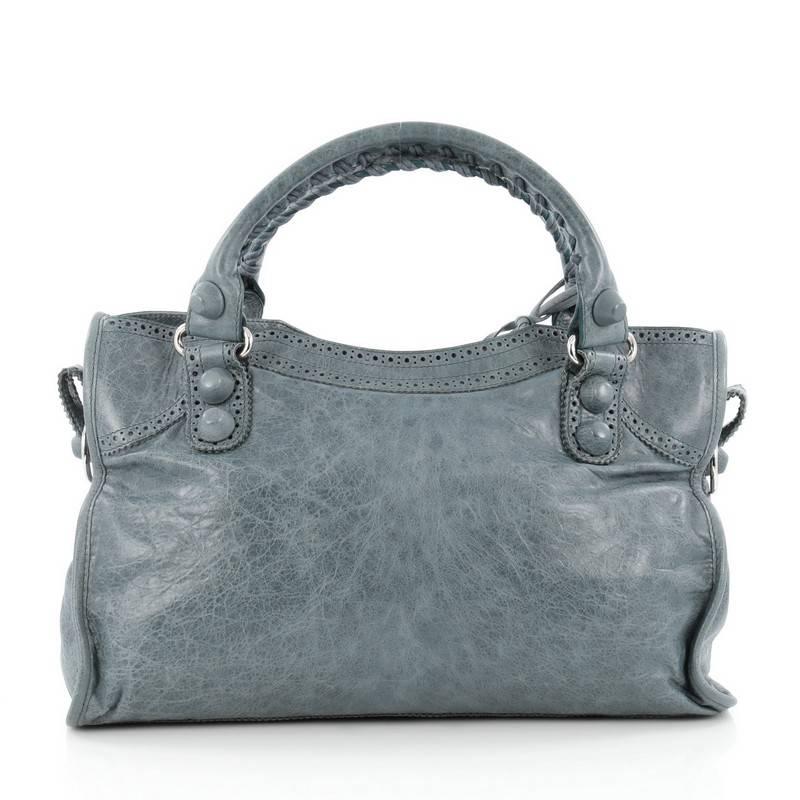Balenciaga City Giant Brogues Handbag Leather Medium In Good Condition In NY, NY