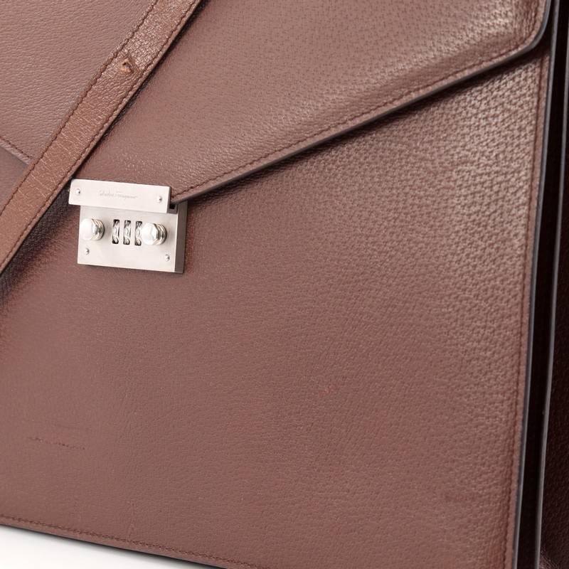 Salvatore Ferragamo Revival Combination Lock Briefcase Leather In Good Condition In NY, NY
