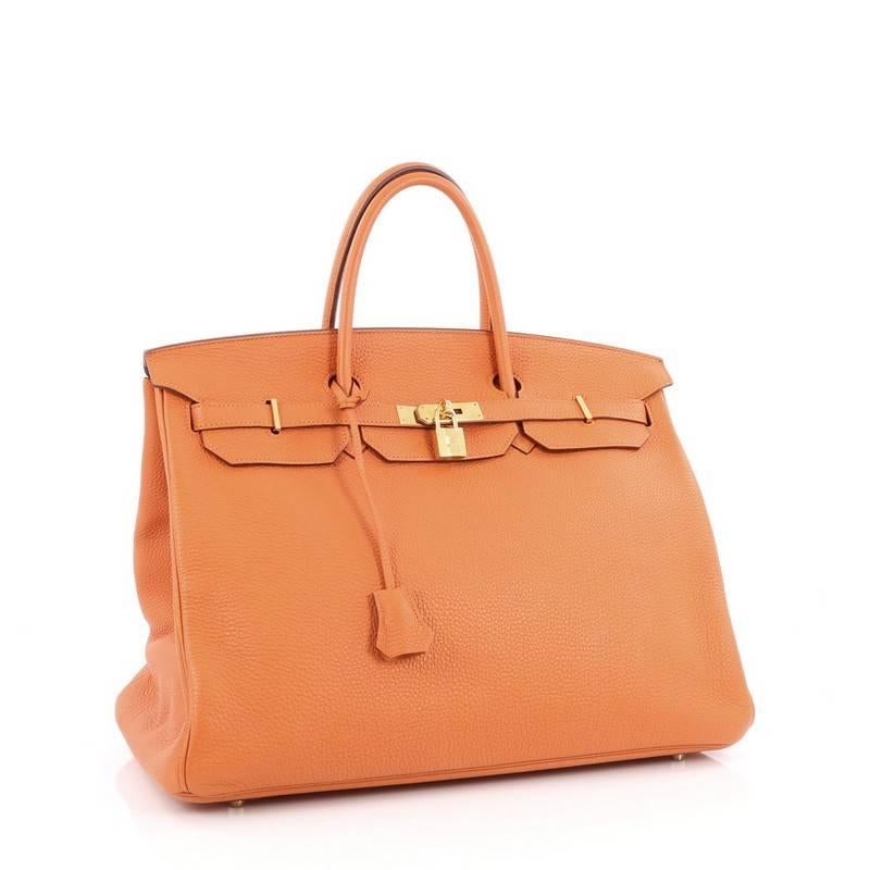 Hermes Birkin Handbag Orange Togo with Gold Hardware 40 In Good Condition In NY, NY