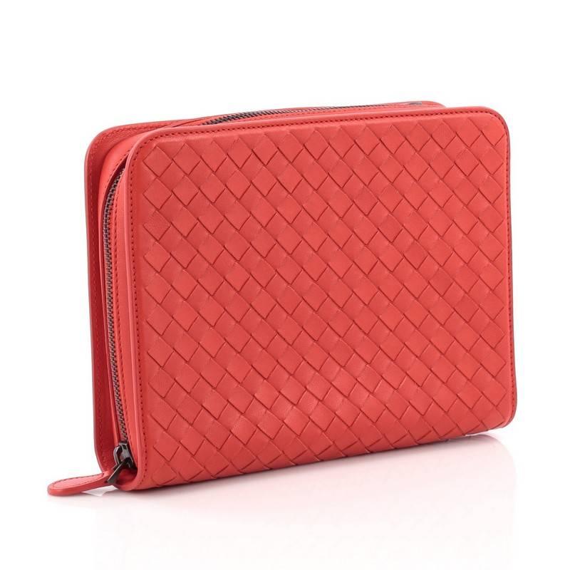 Red Bottega Veneta Wallet on Chain Crossbody Bag Intrecciato Nappa Small